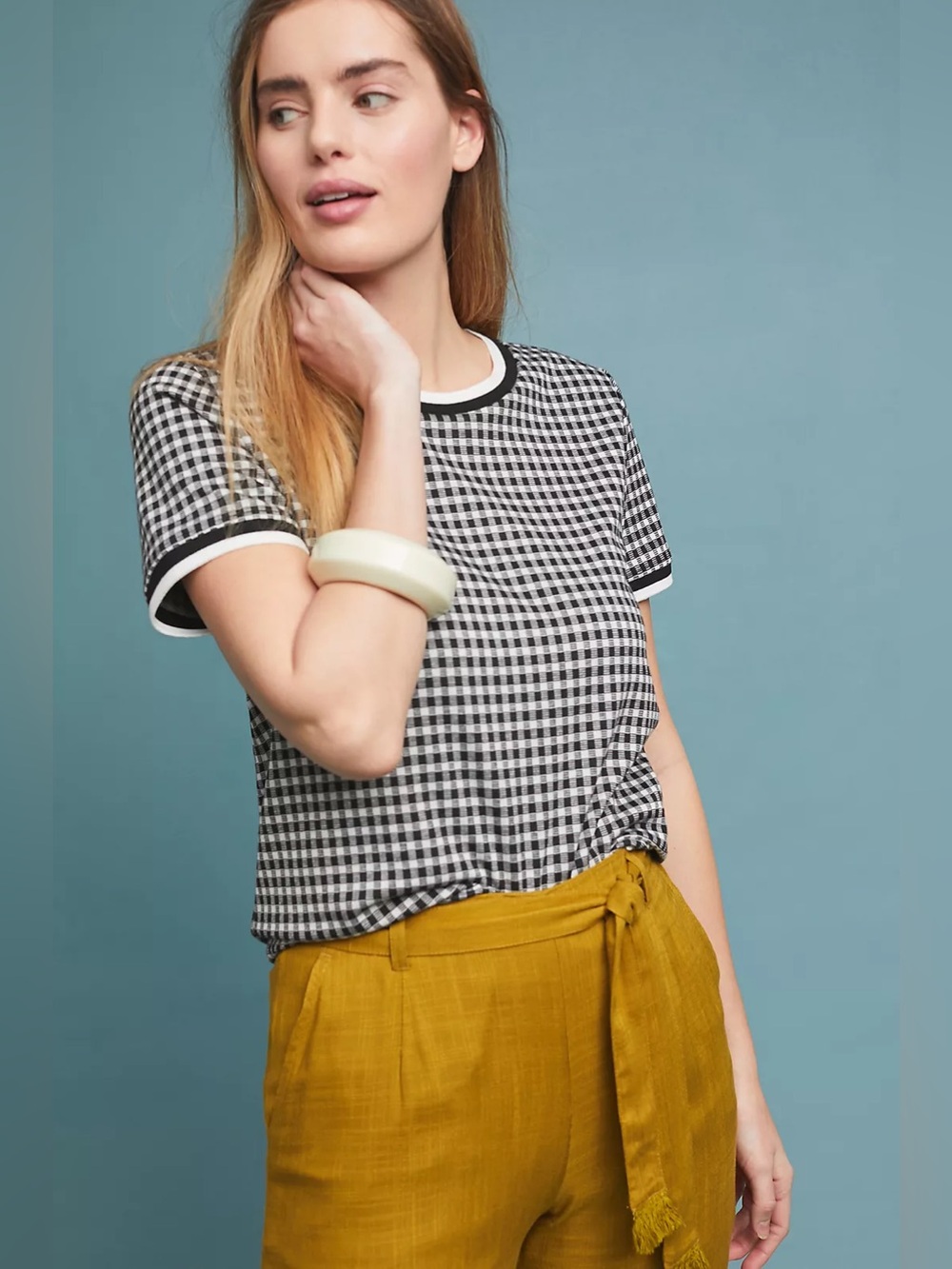 Maeve Gingham Knit Top- VGUC Sz S